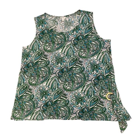 C EST. 1946 Sleeveless Green Floral Blouse with Accent Knot size XL - Picture 1 of 6